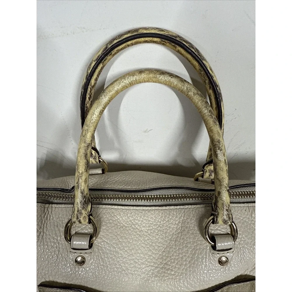 Coach Pebble Leather Emma Satchel w/ Signature Canvas and Snake Embossed Leather